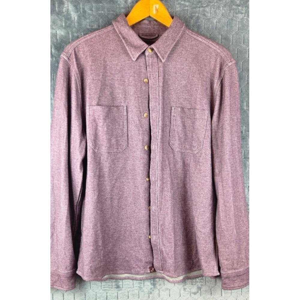 Alesbury Button Up Long Sleeve Burgandy Herringbone Super Soft Size XL